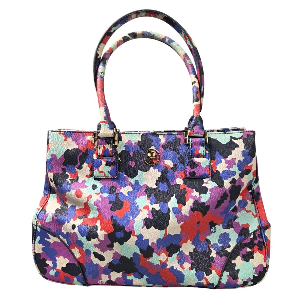 Tory Burch Robinson Tote Women OS Multi Color Excellent Floral Camo Saffiano